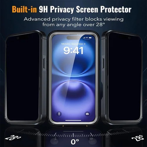 Vista 16 de TOPF&B Funda magnética para iPhone 16, compatible con MagSafe, cubierta completa de 360 grados, protector de pantalla de privacidad integrado