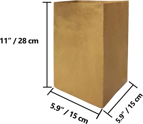 Vista 2 de Prudance Bolsas de almacenamiento de papel lavables – Bolsas de comestibles reutilizables de 6 x 11 pulgadas, macetas de papel kraft para plantas