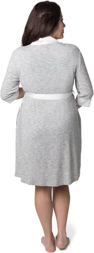 Vista 3 de Kindred Bravely Everyday Maternity Joggers gris jaspeado grande y Emmaline - Bata de maternidad y lactancia gris LXL