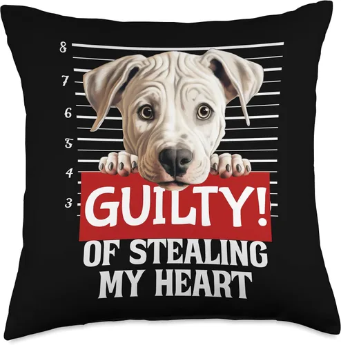 Vista 4 de Funny Guilty Dog by GD Funny Dogo Argentino Dog Breed Guilty Mugshot Fur Baby Pet Throw Pillow, 16x16, Multicolor