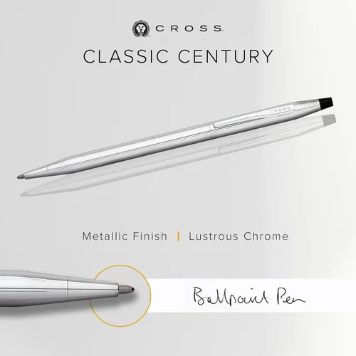 Vista 3 de Cross Classic Century Refillable Ballpoint Pen Presented in a Luxury Gift Box - Medium Point, Black Ink, Lustrous Chrome