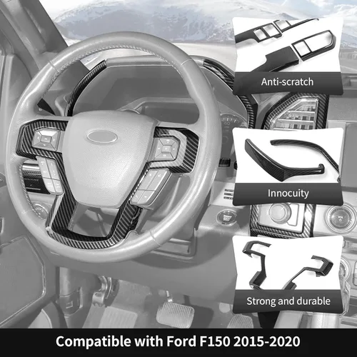 Vista 7 de Kit interior de consola central de fibra de carbono de 11 piezas para Ford F150 2015-2020, accesorios interiores