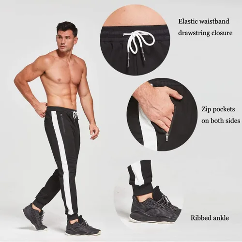 Vista 5 de Tansozer - Pantalones deportivos para hombre, ligeros, entallados, informales, bolsillos con zíper