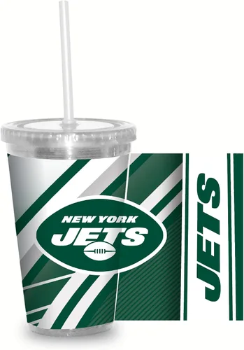 Vista 26 de Vaso transparente de fútbol NFL de 16 onzas con popote para fanáticos de la NFL