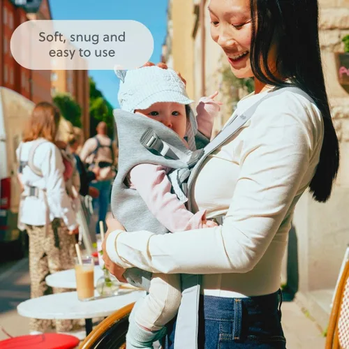 Vista 8 de BabyBjörn Portabebés Mini, gris claro, jersey 3D Portabebés (7-25 libras), ergonómico, fácil de usar