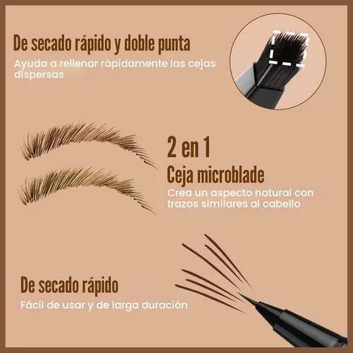 Vista 2 de Lápiz para cejas iMethod - Lápiz de cejas, lápiz delineador 2 en 1 de doble punta con cepillo microblading 4d para cejas para mujeres, lápiz
