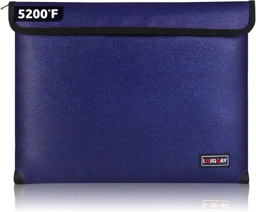 Vista 6 de Bolsa de documentos ignífuga, con aislamiento térmico de 5200 °F, bolsa impermeable ignífuga con cremallera, 8 capas de materiales funcionales
