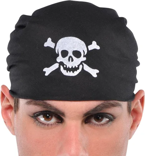 Vista 3 de amscan 840766 Bandana negra con estampado de calavera 1 pieza
