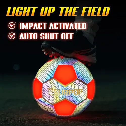 Vista 2 de Balón de fútbol que brilla en la oscuridad con luces LED, pelota de fútbol iluminada para juegos nocturnos, tamaño 5 regalo para niños y adultos