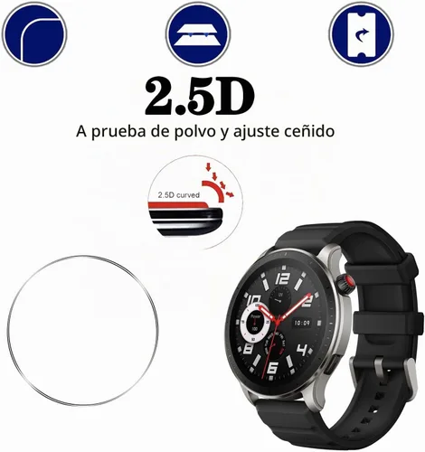 Vista 4 de Protector de pantalla de vidrio templado para Amazfit GTR 4, antiarañazos, antirreflejos, antihuellas, compatible con Amazfit GTR 4