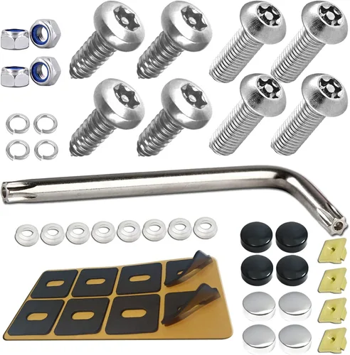 Vista 10 de Aootf Tornillos de acero inoxidable para placa de matrícula, pernos antirrobo para marco de matrícula, sujetadores resistentes a manipulaciones