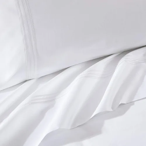 Vista 2 de Pure Parima Triple Luxe Sateen Hotel Collection - Juego de sábanas 100% algodón egipcio certificado, bordado Baratta, King, Ártico