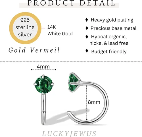 Vista 19 de 925 Sterling Silver Small Huggie Half Hoop Earrings for Women