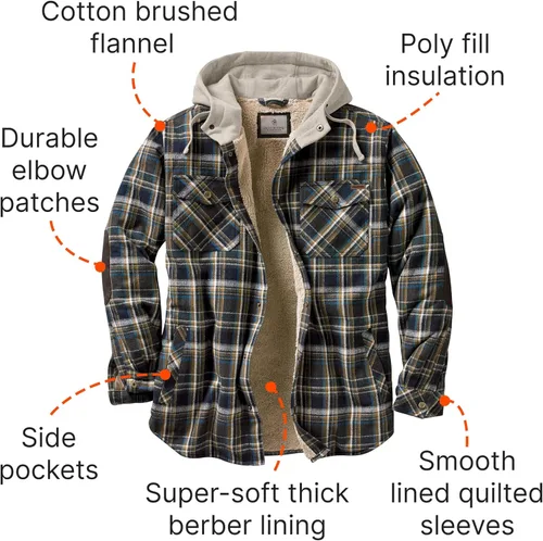 Vista 4 de Legendary Whitetails Men's Camp Night Berber Lined Hooded Flannel Shirt Jacket