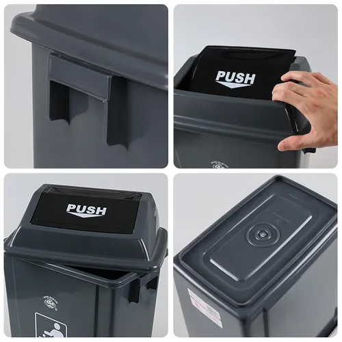 Vista 3 de Cubo de basura con tapa abatible de 5 galones, cubo de basura