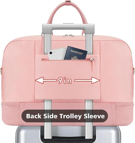 Vista 42 de IBFUN Bolsas de fin de semana para mujer, bolsa grande de lona para viaje, bolsa de viaje con compartimento para zapatos, 21 pulgadas, juego de 3