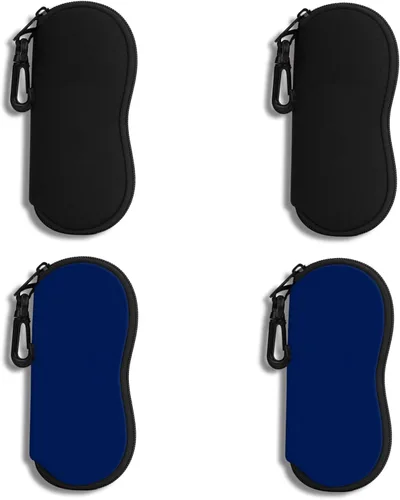 Vista 52 de Hion Sunglasses Case Ultra Light Neoprene Zipper Eyeglass Soft Case with Belt Clip