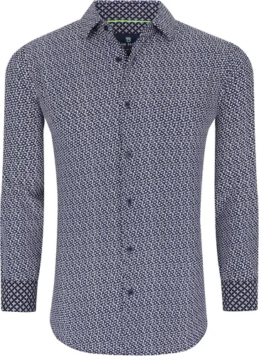 Vista 15 de Tom Baine Camisa de hombre ajustada de manga larga de alto rendimiento geométrica casual con botones