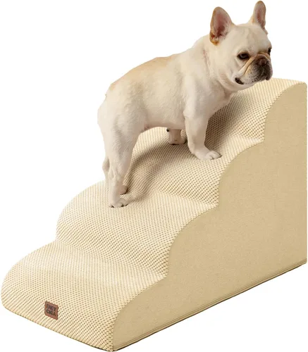 Vista 31 de EHEYCIGA Rampa curvada para escaleras para perros, camas altas de 4