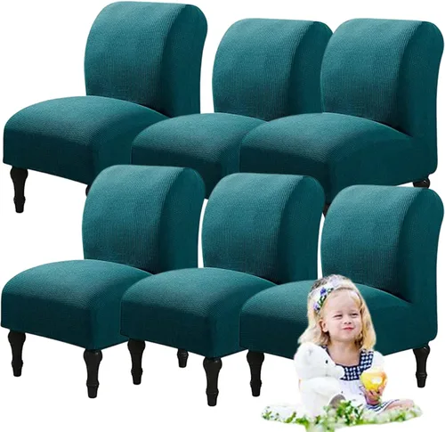Vista 63 de Fundas elásticas para silla sin brazos, extraíbles y lavables, de elastano jacquard sin reposabrazos, protector de muebles para sala de estar, Verde