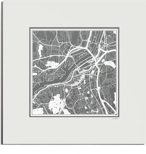Vista 118 de O3 Design Studio Mapa de corte de papel de París, color negro mate, 20 x 20 pulgadas, arte en papel