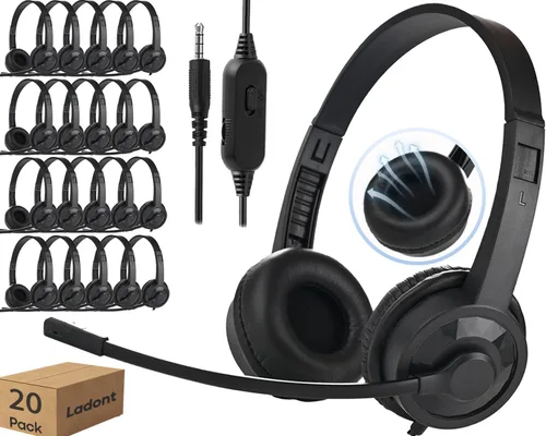 Vista 9 de Auriculares con cable para niños con micrófono para aula, escuela, estudiantes K-12, auriculares con cable Jack de 0.138 in para Chromebooks