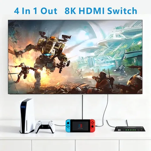 Vista 2 de 8K HDMI Switch 4 en 1 salida 4K @120Hz HDMI Switcher con control