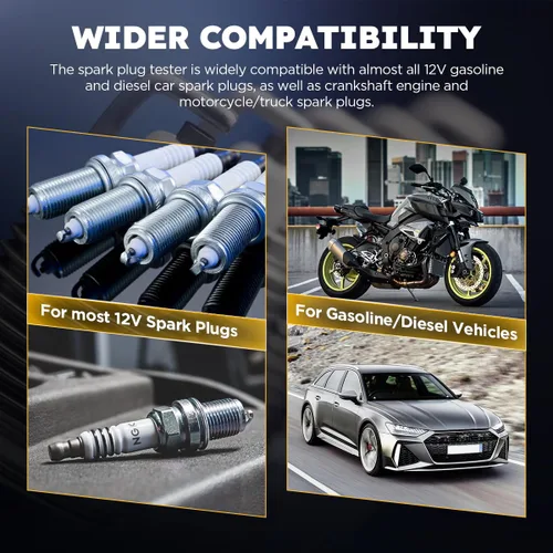 Vista 3 de Probador de Bujías Automotriz Mejorado de 5 Orificios con Altura Ajustable, Probador de Bobina de Encendido del Motor 200-9000rpm Frecuencia