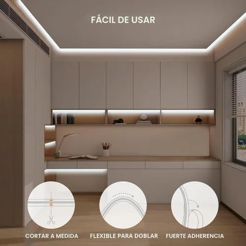 Vista 5 de Tira de luz LED COB de 16.4 pies con control remoto, 6500K Ra93+ regulable luz diurna brillante blanca tira de luz LED COB tira de luz blanca