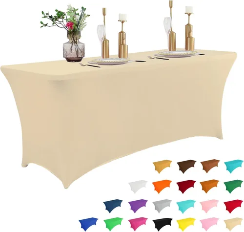 Vista 29 de IVAPUPU - Mantel de elastano para mesas rectangulares, ajustado, elástico, lavable, protector de mesa para eventos, fiestas, bodas, cócteles, Negro