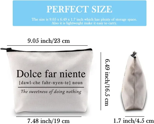 Vista 2 de GJTIM Bolsa con cremallera de viaje con temática italiana, cita italiana Sweet Doing Nothing, Dolce Far Niente, regalo para amantes de Italia, Bolso