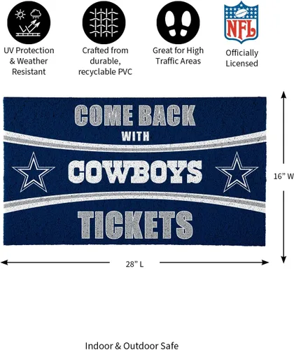 Vista 3 de Team Sports America NFL Dallas Cowboys Entrada interior y exterior 28 x 16 pulgadas Parte trasera antideslizante Tapetes de bienvenida