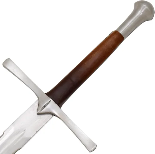 Vista 3 de Medieval Warrior espada forjada a mano de finales de la edad media, de espiga completa, templada.