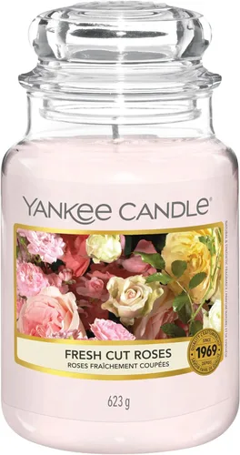 Vista 10 de YANKEE CANDLE Vela perfumada en tarro mediano, rosas recién cortadas, hasta 75 horas de tiempo de combustión