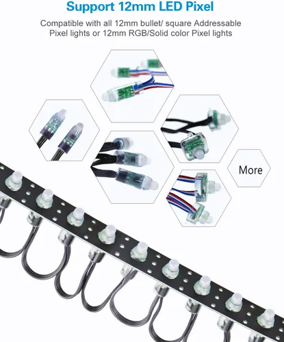 Vista 3 de ALITOVE Tira de montaje para 0.472 in WS2811 Pixel 5V 12V 24V RGB direccionable RGB LED Bullet Cadena de luces cuadradas, 164 pies/164.0 ft por