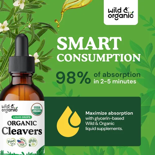 Vista 4 de USDA Organic Cleavers Gotas de drenaje linfático - Extracto de cuchillas - 2 oz
