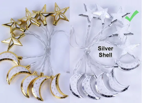 Vista 7 de Guirnalda de luces decorativas 3D LED para decoración de interiores de la casa en festivales, estrellas brillantes y lunas, suministros de fiesta