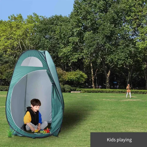 Vista 4 de Tienda de campaña portátil desplegable para inodoro, camping, ducha, tienda de campaña para vestuario, verde, 47.2 pulgadas de ancho x 74.8 pulgadas