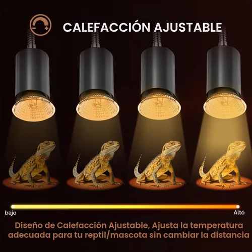 Vista 4 de Bombillas Uva de 50 W, 2 paquetes, lámpara de calor de tortuga