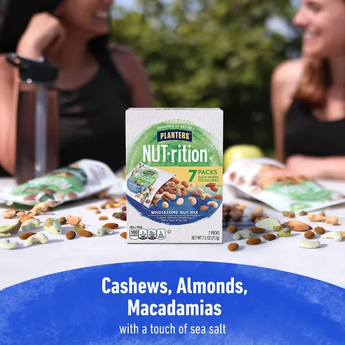 Vista 4 de PLANTERS NUT-rition Mezcla de Nueces Integrales, Caja de 7.5 oz (Contiene 7 Bolsas Individuales) - Mezcla de Bocadillos de Anacardos, Almendras