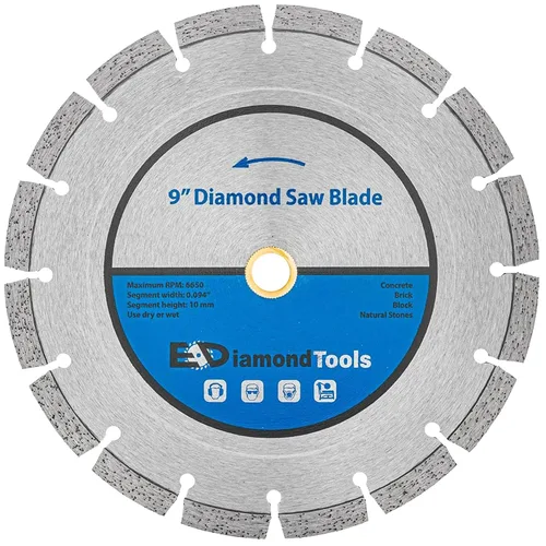 Vista 26 de Hoja de sierra segmentada de diamante de 4" para hormigón, ladrillo, bloque y mampostería Altura del segmento de 0.394 in, eje de 7/8"-5/8", grano