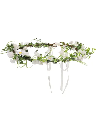 Vista 17 de Corona de flores sintéticas para mujer, diadema floral para novia Azul-1