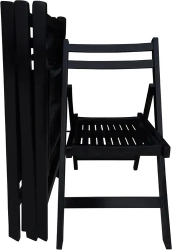 Vista 8 de CIATRE Eleva tus reuniones al aire libre con sillas plegables de madera de listones - Juego de 4 (negro)