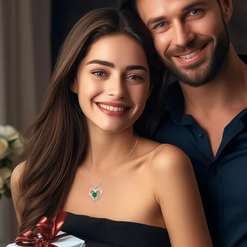 Vista 2 de LOUISA SECRET Love Heart Birthstone Necklaces for Women, Birthday Gift for Girlfriend, Anniversary Jewelry Gift for Wife Her, 925 Sterling Silver
