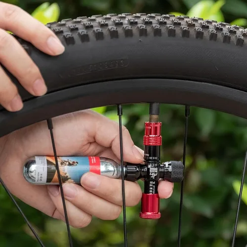 Vista 2 de Cartuchos de CO2 roscados de 0.56 oz/0.88 oz - Cilindro de CO2 para infladores de neumáticos de bicicleta - Gran recarga para neumáticos
