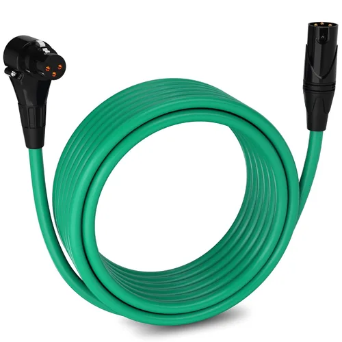 Vista 134 de LyxPro Cable de micrófono XLR hembra a macho de ángulo recto de 3 pines de 1.5 pies para altavoces amplificados, interfaz de audio, rendimiento