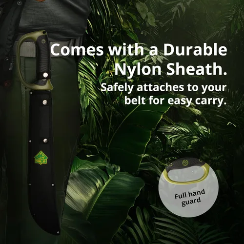 Vista 5 de Puma XP Bush23 Machete Mango de Goma Comoldado Negro/Verde con Funda de Nylon Balístico