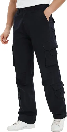 Vista 3 de Lovecandy Pantalones cargo para hombre pantalones tácticos con 8 bolsillos pantalones cargo salvajes pantalones cargo holgados para hombre