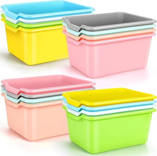 Vista 11 de Dandat 16 cubos para libros de plástico para aula, serie azul
