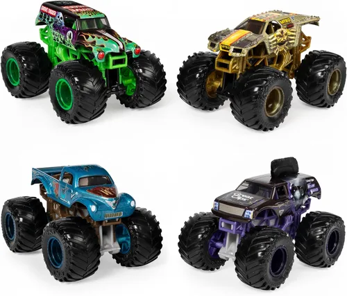 Vista 5 de Monster Jam, Ground Shaker - Paquete de 3 unidades (Grave Digger, El Toro Loco y Blue Thunder), vehículos fundidos a escala 1:64 Trituradoras